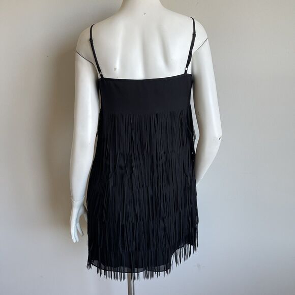 W by Worth Gatsby Fringe Mini Dress Sleeveless Black Size 2 Cocktail Party - Picture 6 of 15